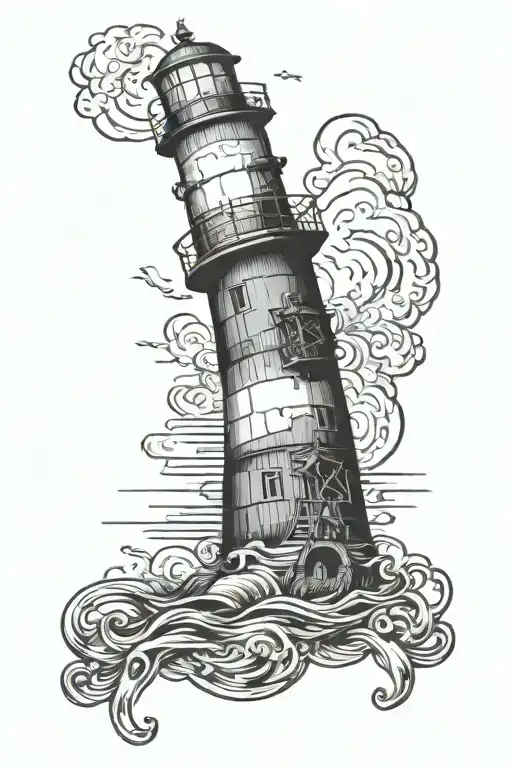 lighthouse in a  cork bottle tattoo design idea