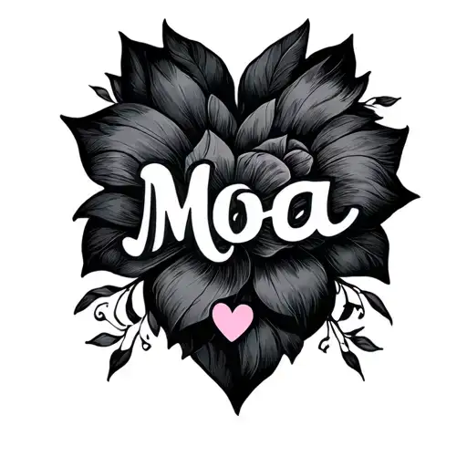 the name "Moa" with a small heart tattoo design idea