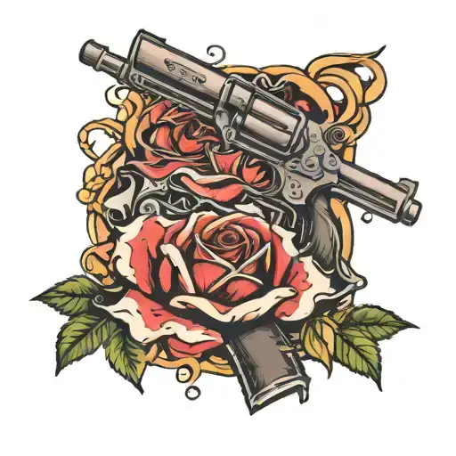 gun and roses tattoo design idea