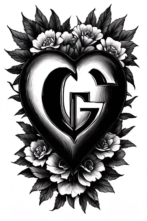 Create a heart shape with G in the middle that honors the life of my father  tattoo design idea