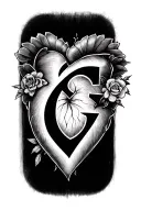 Create a heart shape with G in the middle that honors the life of my father  tattoo design idea