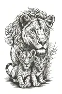 lioness and cub tattoo design idea