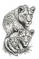 lioness and cub tattoo design idea