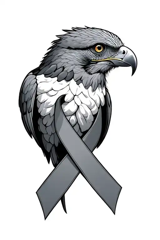 Kea holding grey brain cancer ribbon tattoo design idea