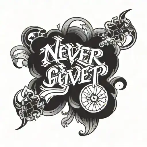 never give up attitude tattoo design idea