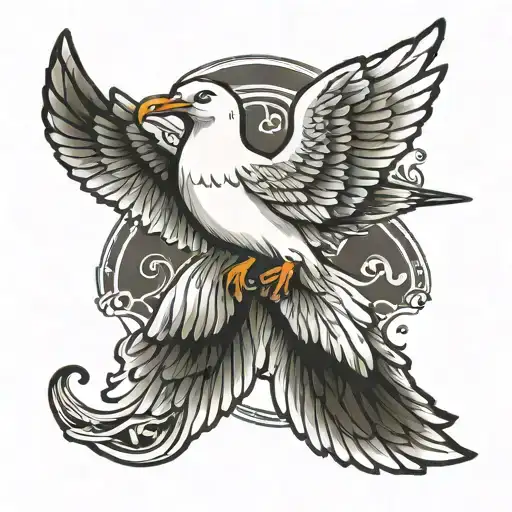seagull flying tattoo design idea