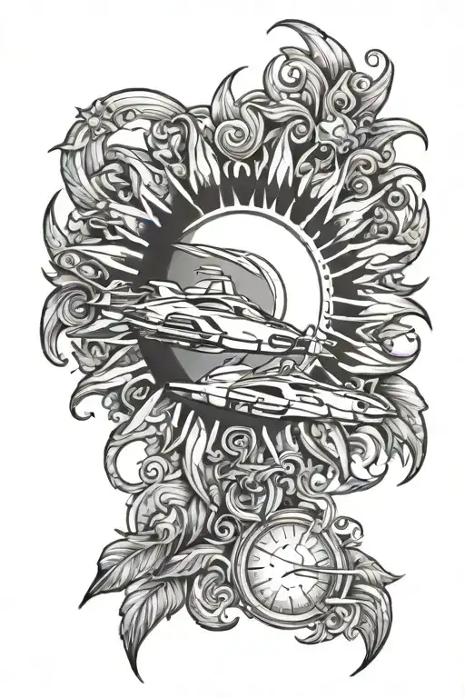 sun and f1 tattoo design idea