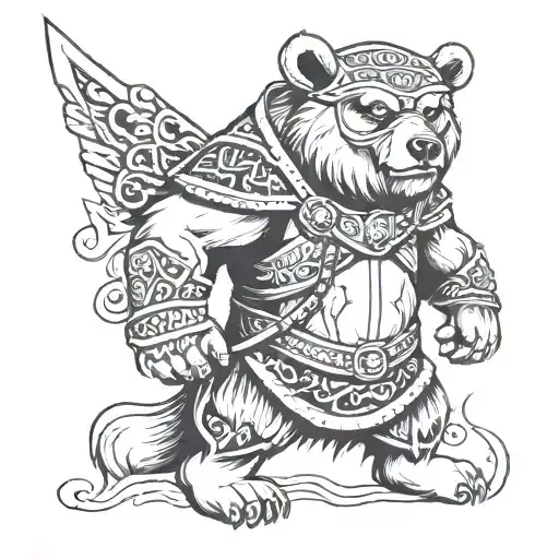 viking warrior bear full body tattoo design idea