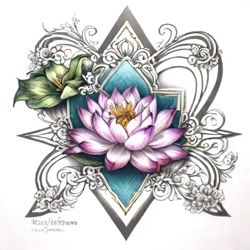 colorful infinity triangle blooming lotus heart Lynnette Syrena 2-11-2018 tattoo design idea