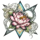 colorful infinity triangle blooming lotus heart Lynnette Syrena 2-11-2018 tattoo design idea