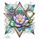 colorful infinity triangle blooming lotus heart Lynnette Syrena 2-11-2018 tattoo design idea