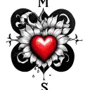 initial msm with heart tattoo design idea