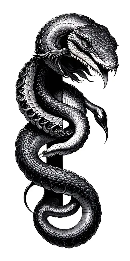 dark astrology with a gothic design incorporating a snake tattoo design idea