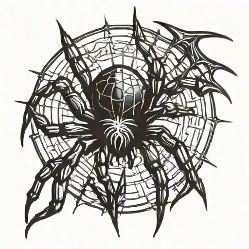 spider with the number 42 at the bottom and with rays tattoo design idea