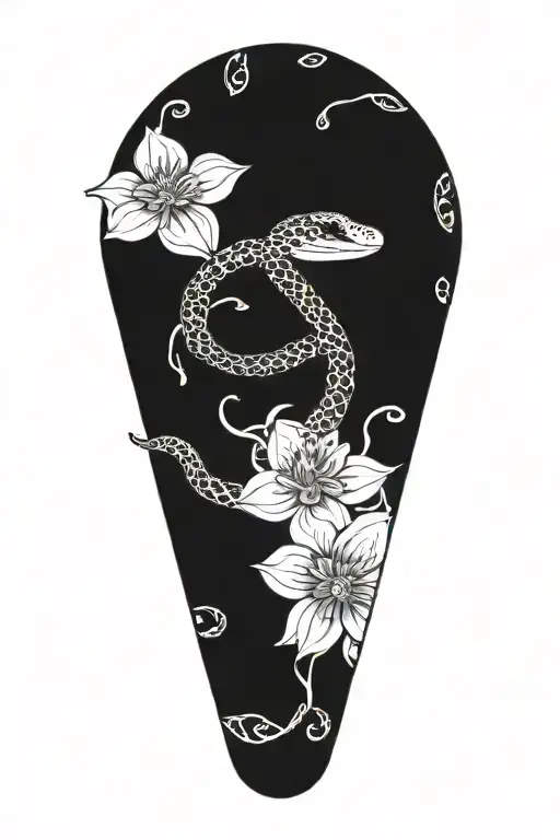 flowers and snake wrapped together with mandala design incorporating tattoo design idea