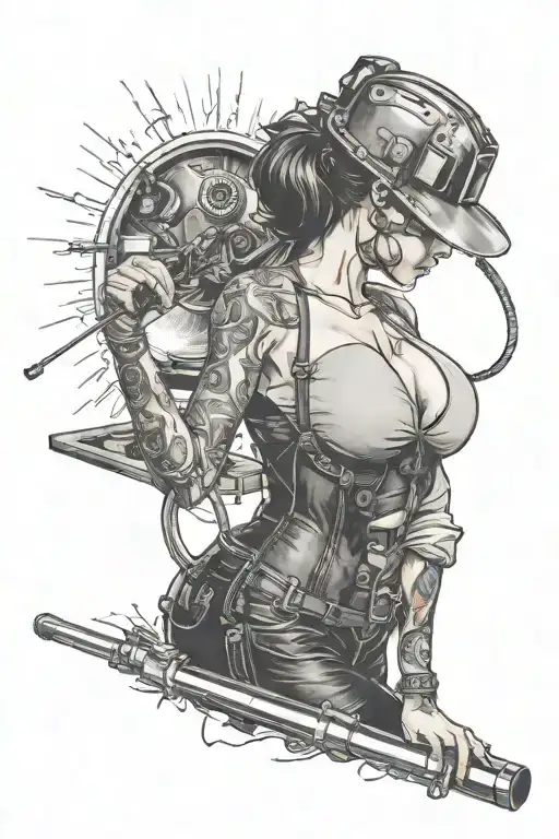 sexy lady welding tattoo design idea