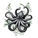 octopus lily of the valley feminine  tattoo design idea