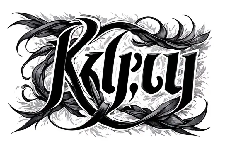 create a black out of the word "ключ" tattoo style black lines shadows connect with other tattoo respect example tattoo design idea