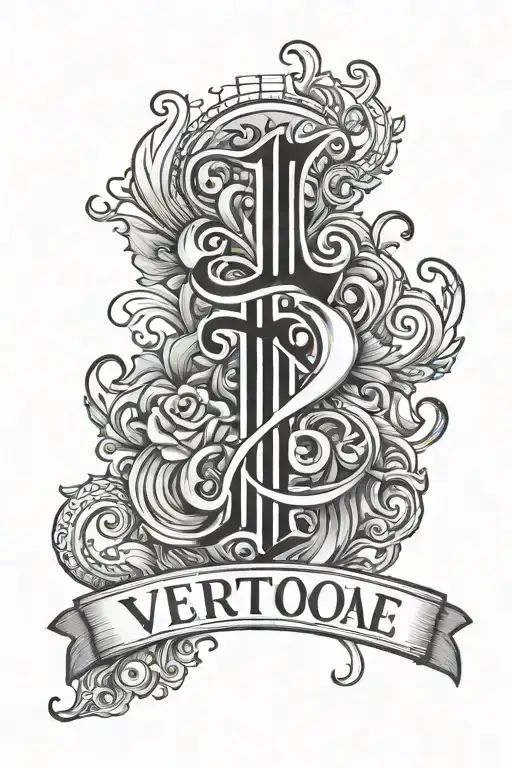 last name written vertically tattoo design idea