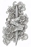last name written vertically tattoo design idea