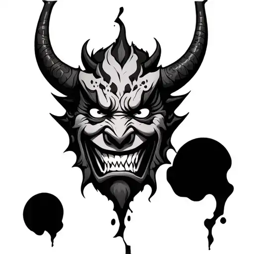 Broken Oni Mask tattoo design idea