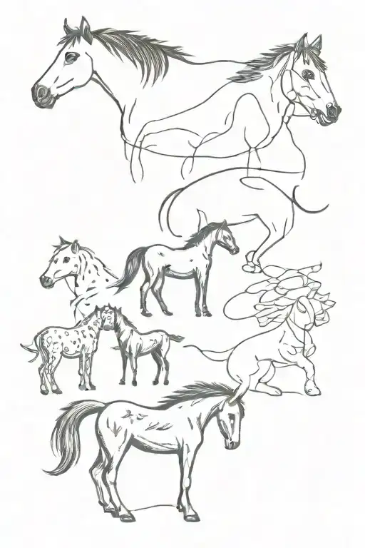 a horse, a pony, a hound dog, and a terrier  tattoo design idea