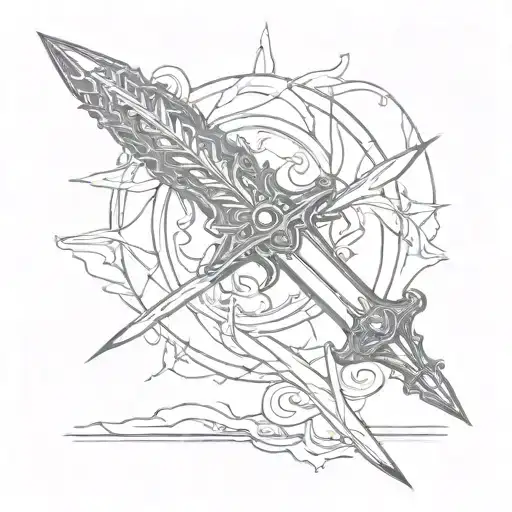 single longsword with single wing. no frame  tattoo design idea