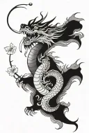leo and fun with Japanese cherry blossoms and dragon  tattoo design idea