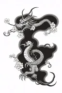 leo and fun with Japanese cherry blossoms and dragon  tattoo design idea