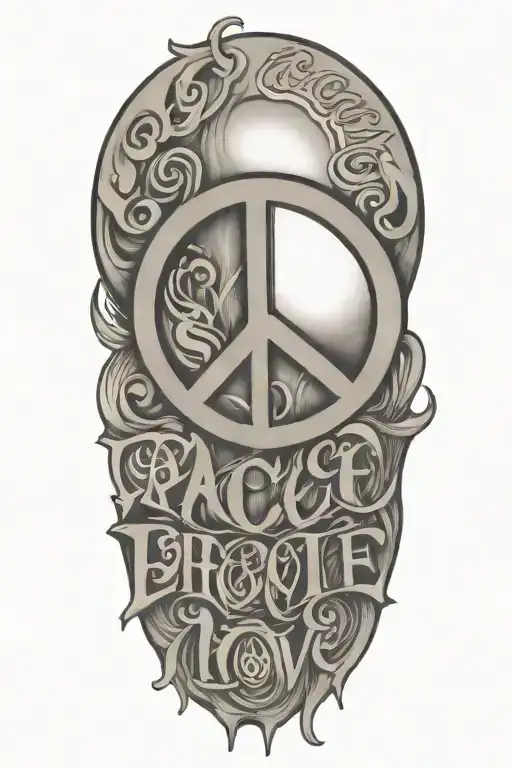 peace, love and music tattoo with quote Universal Language tattoo design idea