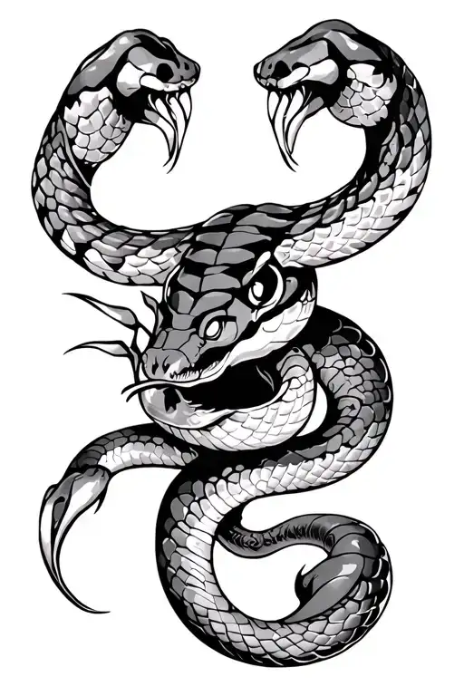 Tattoo with snake and zodiac sign scorpion tattoo design idea