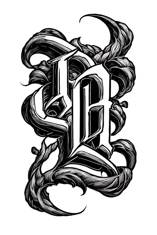 the word Babylon written vertically in cursive tattoo design idea