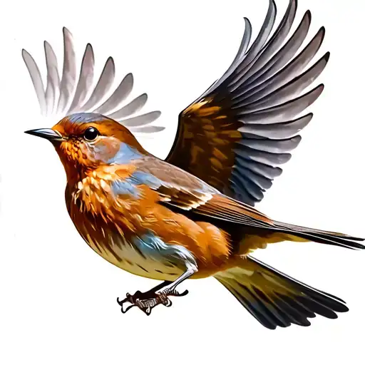 robin bird flying away tattoo design idea