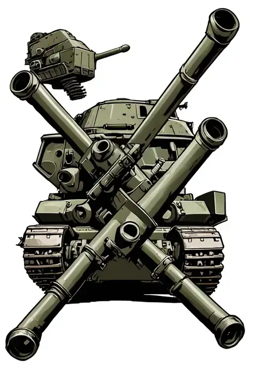 artillery crossed cannons and a m109a6 paladin  tattoo design idea