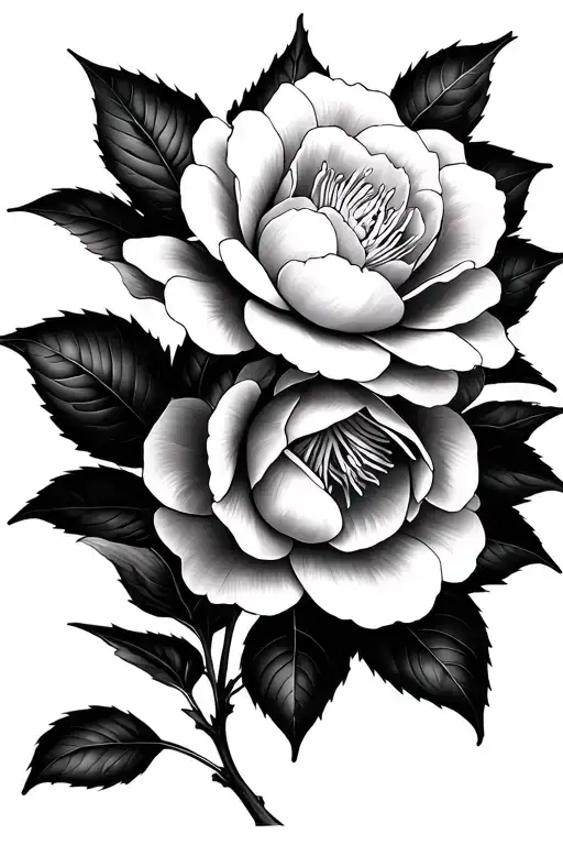 camellia flower tattoo design idea