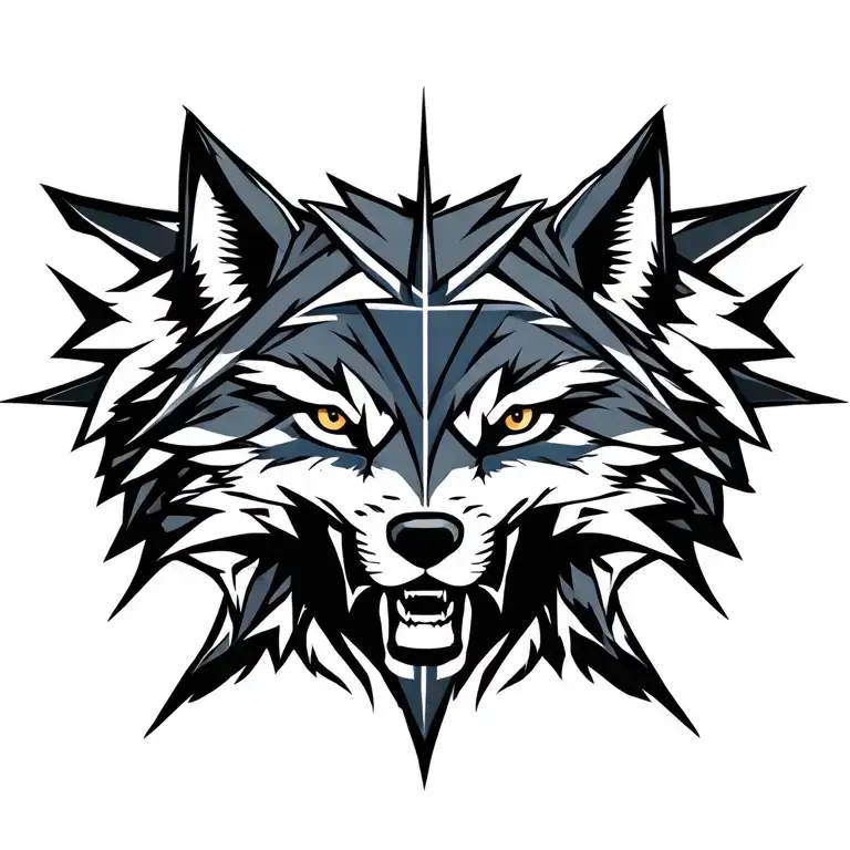Biting Fierce Wolf,compass,sagitarus tattoo design idea