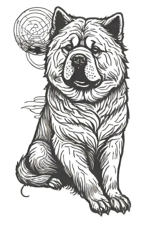smooth coat chow chow sitting down silhouette tattoo design idea