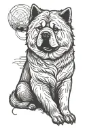 smooth coat chow chow sitting down silhouette tattoo design idea