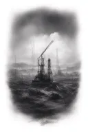 oilfield landscape tattoo design idea