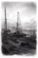 oilfield landscape tattoo design idea
