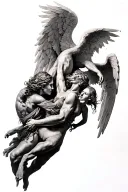 angels fighting demons tattoo design idea