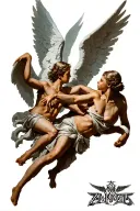 angels fighting demons tattoo design idea