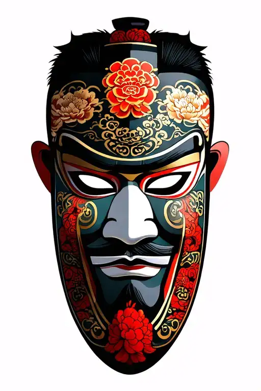 shogun mask tattoo design idea