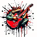 frog playing guitar tattoo design idea