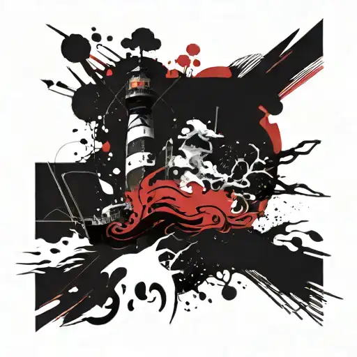 lighthouse,kraken,merman tattoo design idea