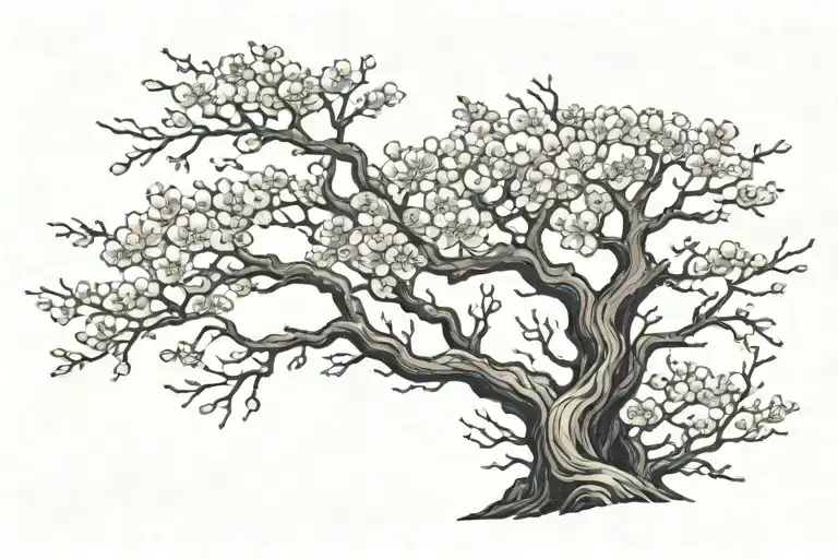 cherry blossom tree masculine tattoo upper back tattoo design idea