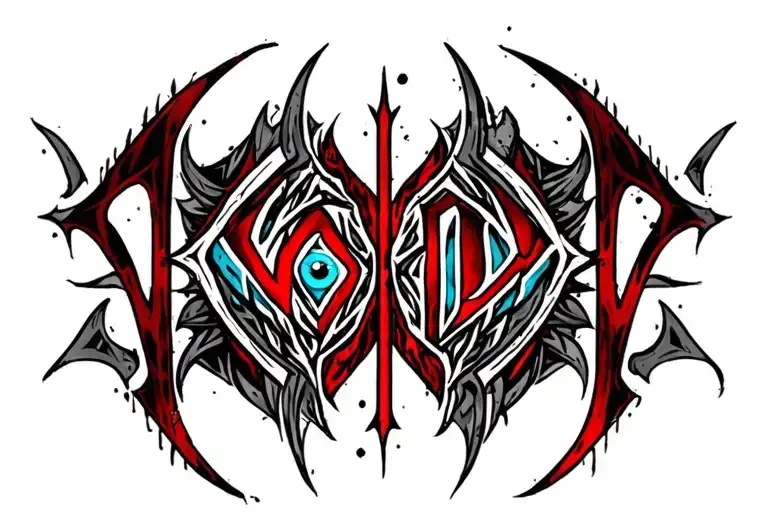 "Void" "Void" cybersigil tribal blue eyes tattoo design idea