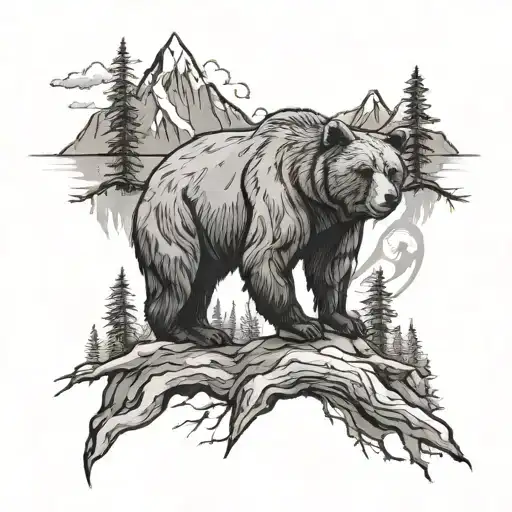 Intense Wilderness: 5 Bear and Mountain Arm Tattoo tattoo design idea