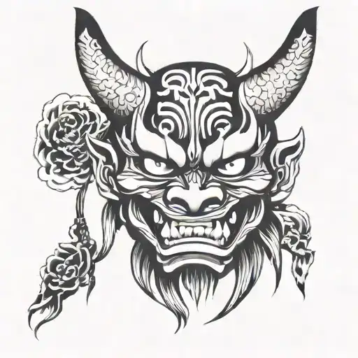 Oni mask, Japanese traditional art tattoo design idea