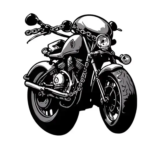 Dead head Wekzeug motorcycle chain transition roots tattoo design idea